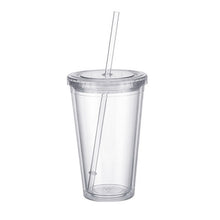 Load image into Gallery viewer, 500ml Travel Mug With Straw Reusable Smoothie Plastic Iced Tumbler Double-walled Ice Cold Drink Coffee Juice Tea Cup
