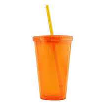 Load image into Gallery viewer, 500ml Travel Mug With Straw Reusable Smoothie Plastic Iced Tumbler Double-walled Ice Cold Drink Coffee Juice Tea Cup
