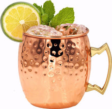 Load image into Gallery viewer, Hammered Copper Plated Stainless Steel Moscow Mule Copper Mug Drum-Type Beer Cup Water Glass Drinkware
